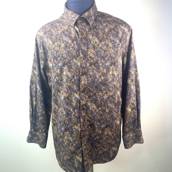 Bugatchi Men’s Shirt Dijon Abstract Print Long Sleeve Classic Fit Size XL - Picture 1 of 12